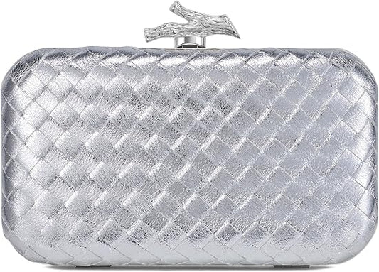 Clutch Purses for Women Evening/Wedding Chic Woven Bag Formal PU Leather Purse Designer Handbags for Women