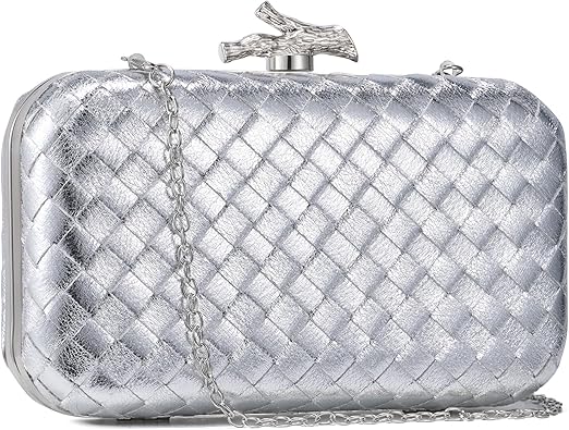 Clutch Purses for Women Evening/Wedding Chic Woven Bag Formal PU Leather Purse Designer Handbags for Women