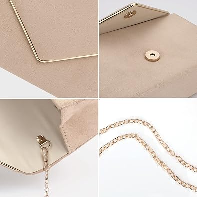 Clutch Purse for Women Evening Bags Handbags for Wedding Party Cocktail Prom Faux Suede Crossbody Shoulder Bag